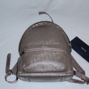 Christian Dior Rider Oblique Backpack Dark Tan Perforated Leather